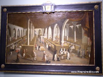 Peinture représentant la vie de l'hôpital Saint Jean à Brugge Bruges